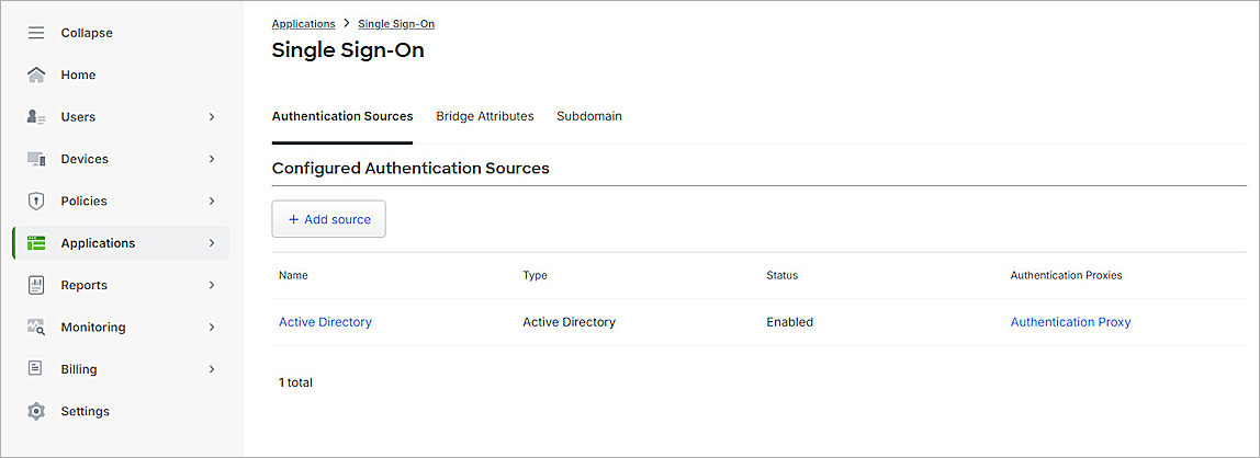 Screenshot of Duo, Single Sign-On page